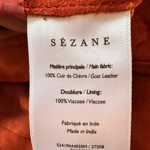 Sezane Ciara Rust Suede Cropped Pants (size 4) - Picture 5 of 5